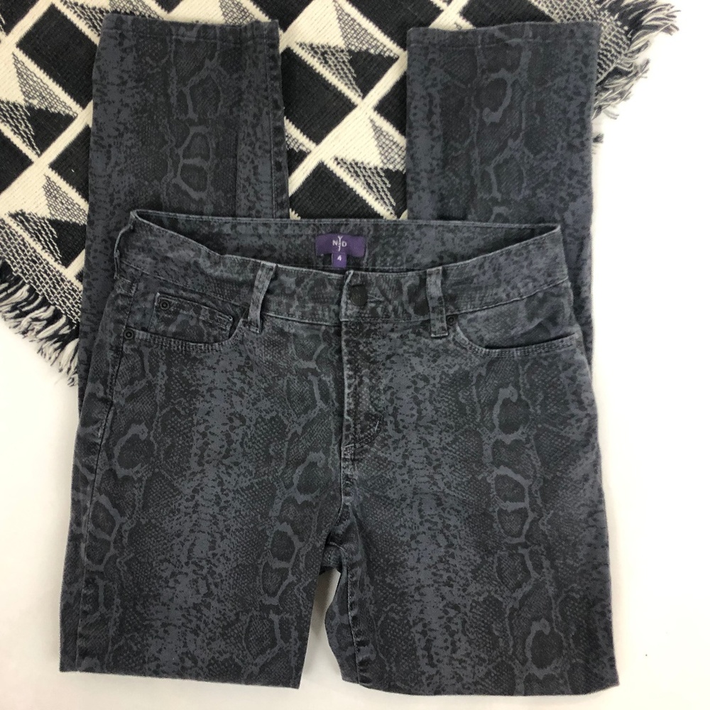 NYDJ Skinny Snake Skin Purple Black Stretch Jeans
